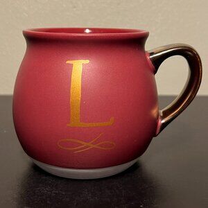 THRESHOLD Letter "L" Initial Monogram Rounded Maroon Stoneware Mug